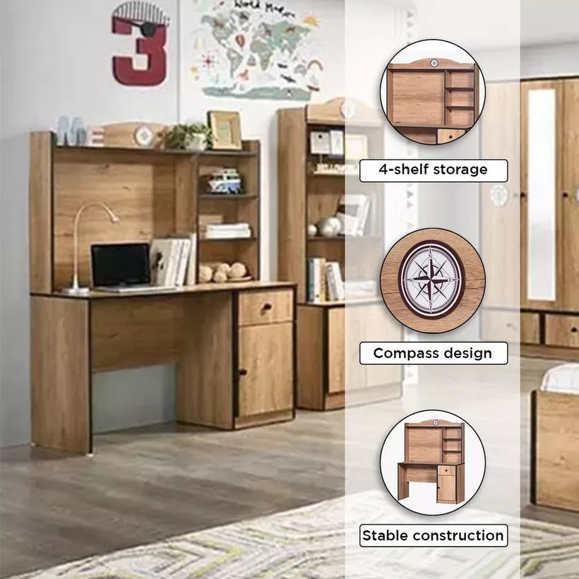 Study Desk with Hutch, Drawer & Door