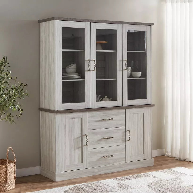 Angelic Hutch with Buffet, High-Quality Engineered Wood With Glass