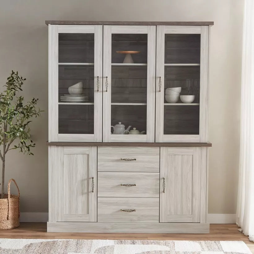 Angelic Hutch with Buffet, High-Quality Engineered Wood With Glass
