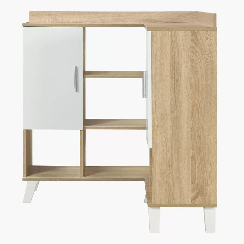 Corner Coffee Bar Cabinet With 2 Doors And 9 Shelves