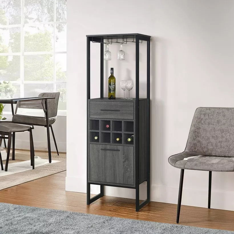 Tall Modern Bar Cabinet With 1 Drawer And 8 Shelves