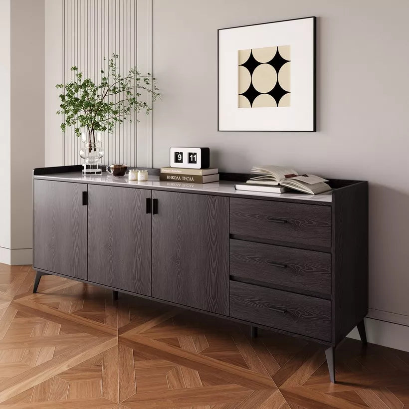 2 Meter 3-Door Sintered Stone Top Large Sideboard with 3 Drawers
