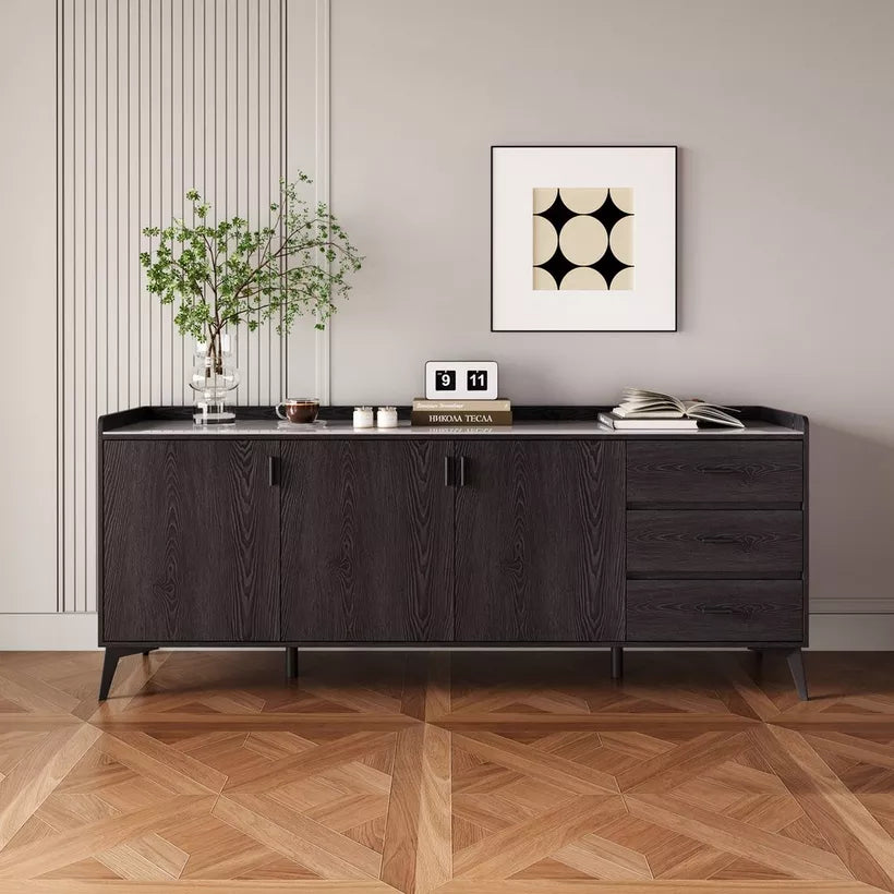 2 Meter 3-Door Sintered Stone Top Large Sideboard with 3 Drawers
