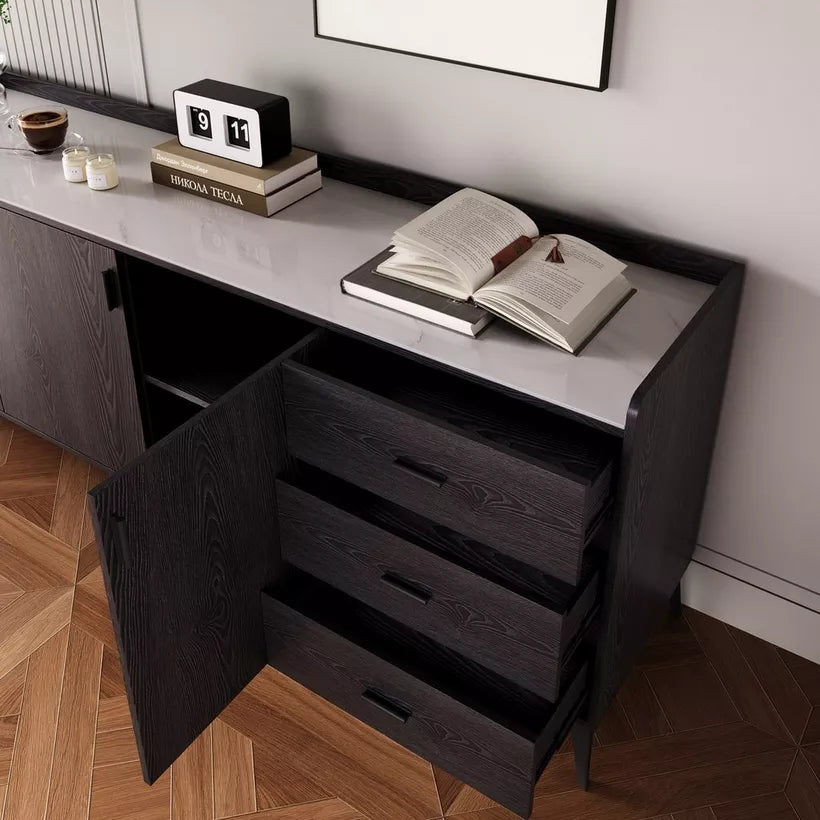 2 Meter 3-Door Sintered Stone Top Large Sideboard with 3 Drawers