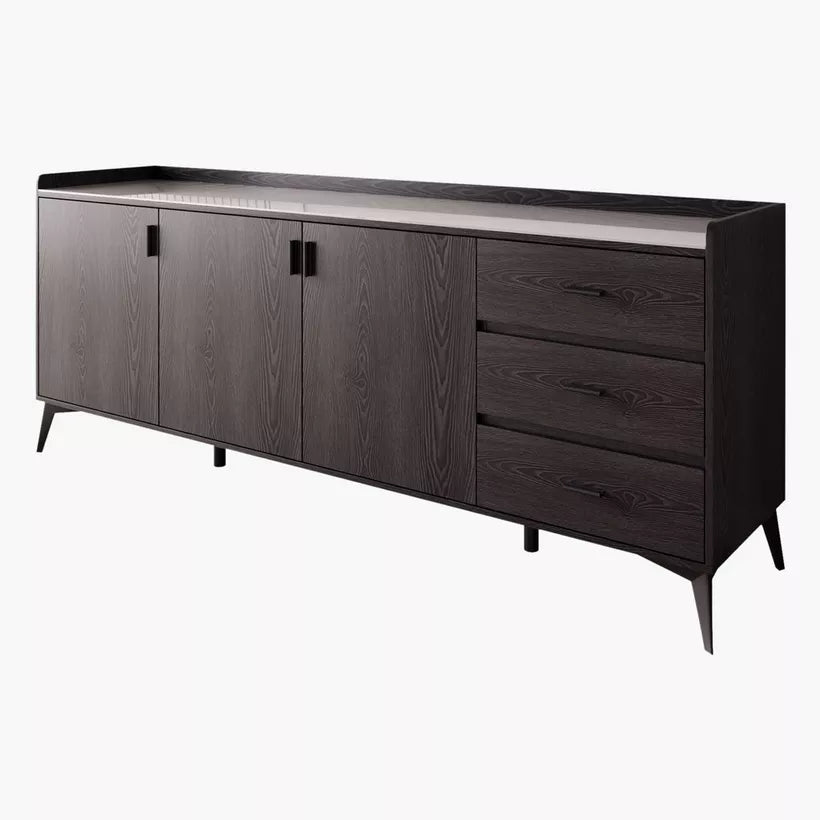 2 Meter 3-Door Sintered Stone Top Large Sideboard with 3 Drawers