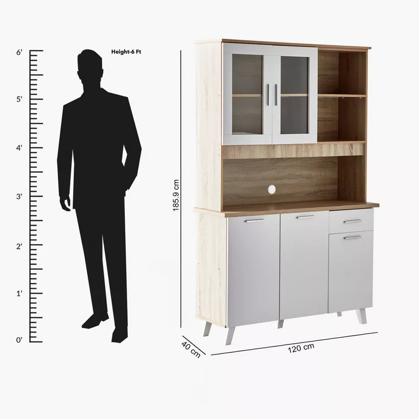 3-Door Kitchen Cabinet with Drawer and Hutch