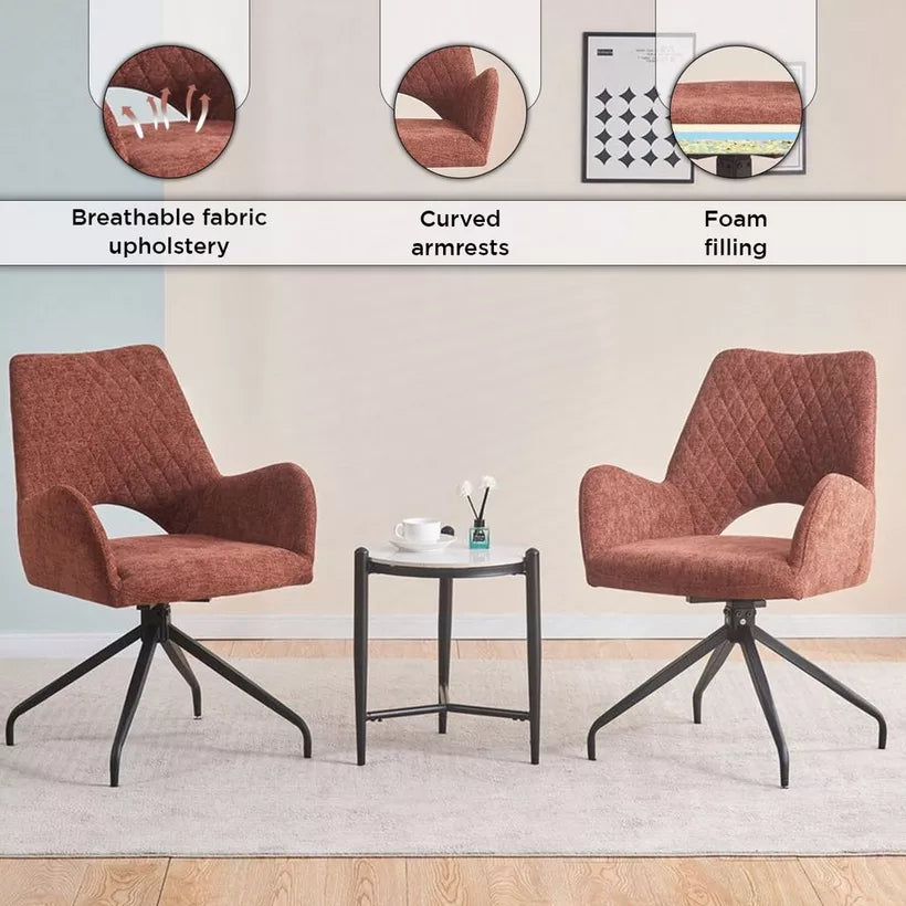 Modern 2-Seater Dining Table Set – White & Tan Brown Finish