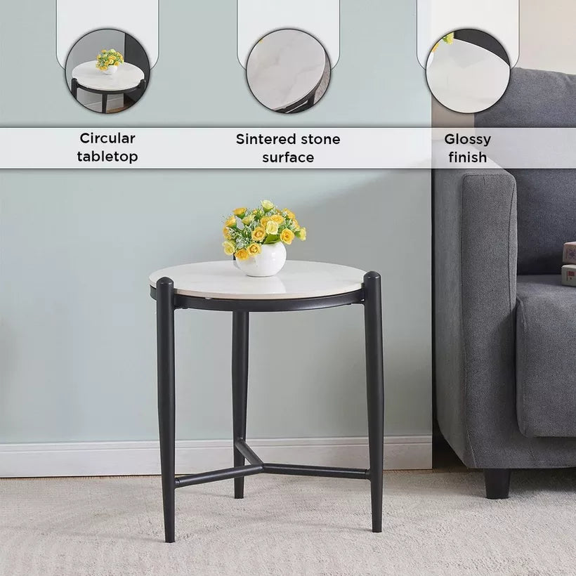 Modern 2-Seater Dining Table Set – White & Tan Brown Finish