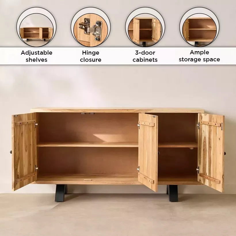 3-Door Live Edge Solid Wood Sideboard