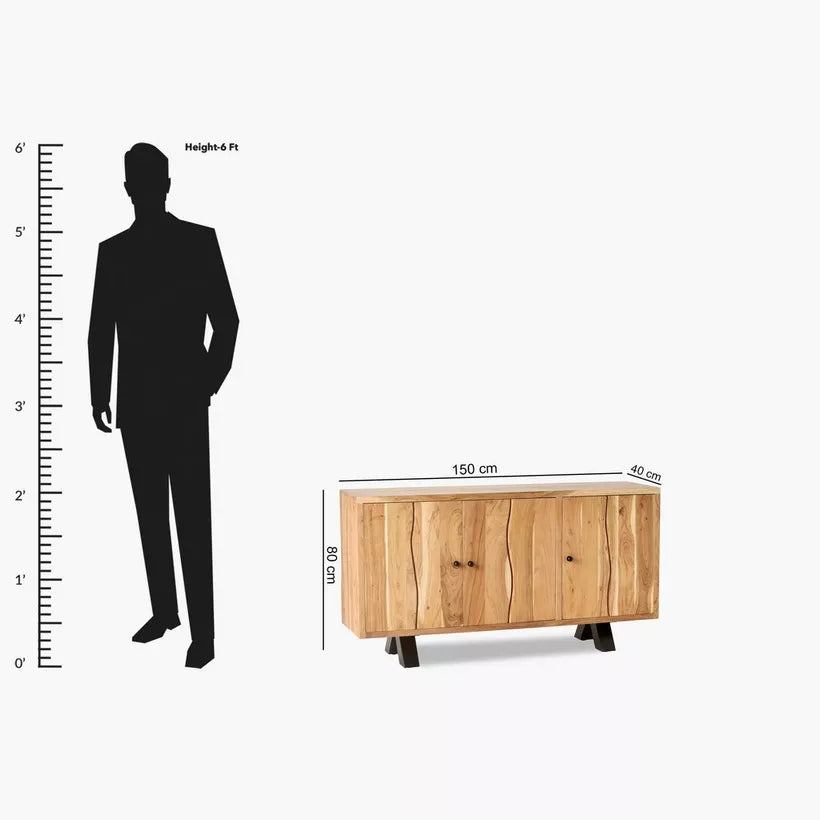 3-Door Live Edge Solid Wood Sideboard