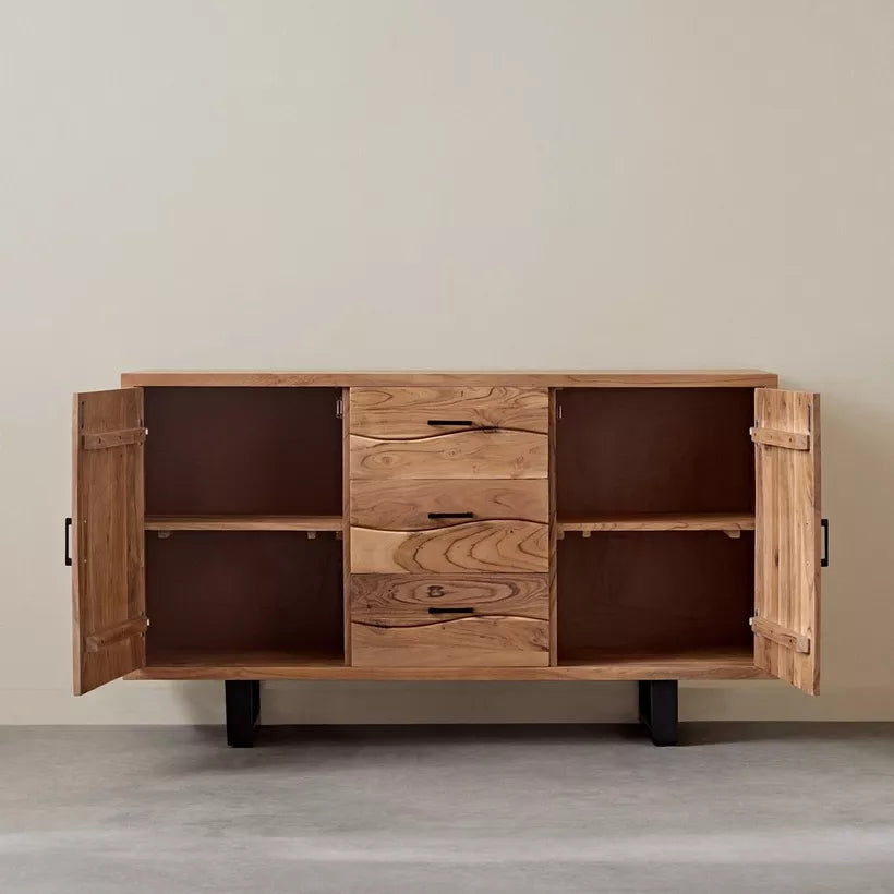 2-Door Live Edge Solid Wood Sideboard with 3 Drawers