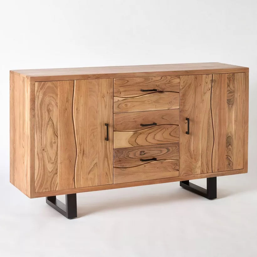 2-Door Live Edge Solid Wood Sideboard with 3 Drawers