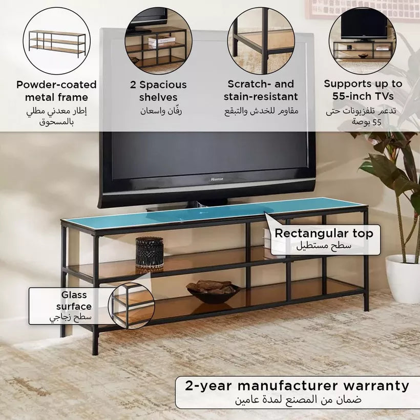 1.3 Metre Glass Top TV Unit for TVs up to 55 inches