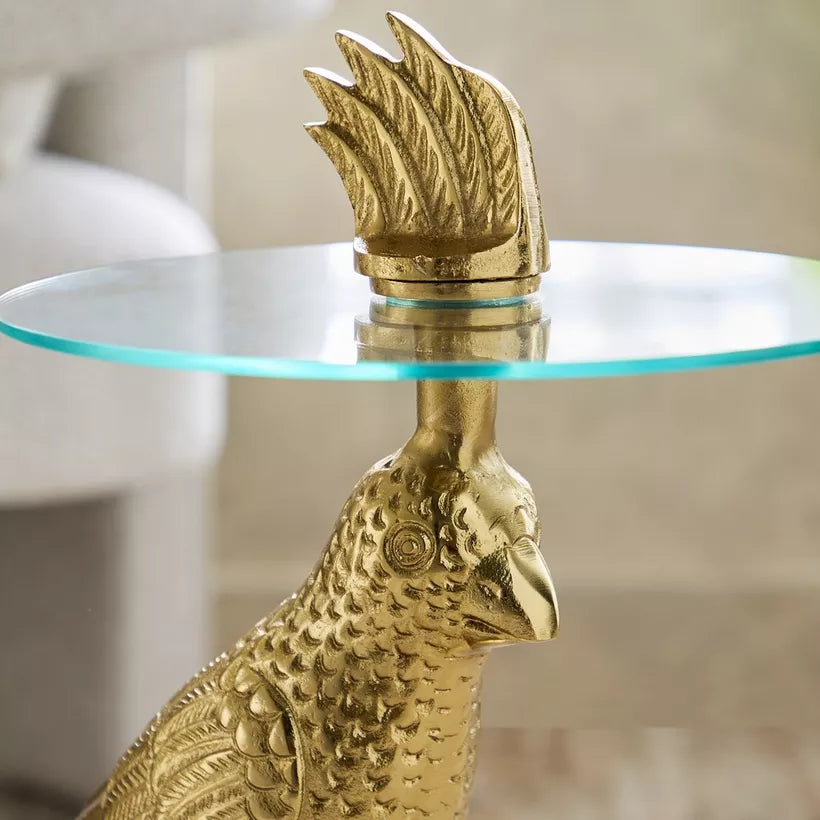 Eef Glass Top Accent Table | Modern Aluminum End Table (30.48x60.96 cm)