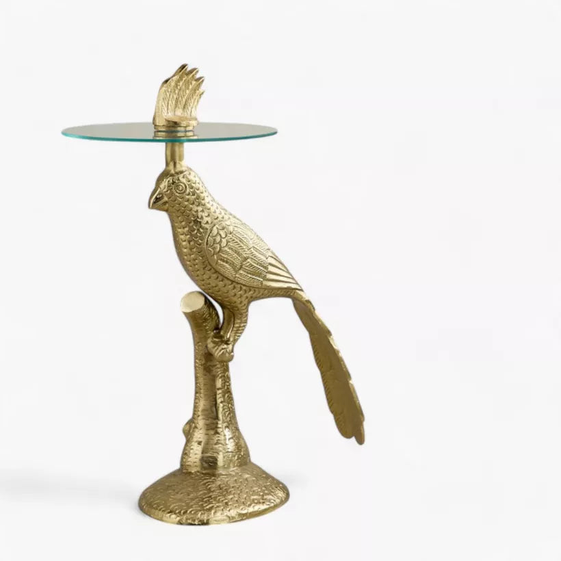 Eef Glass Top Accent Table | Modern Aluminum End Table (30.48x60.96 cm)