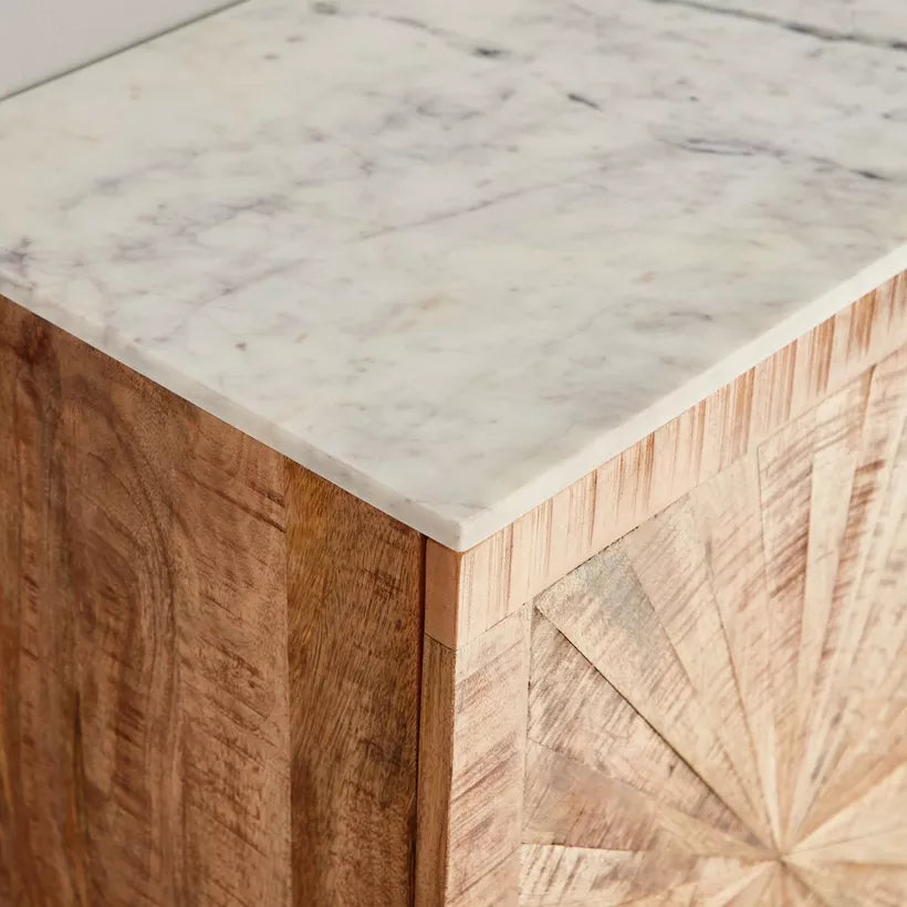 6 Meter 3-Door Solid Wood Sideboard with Genuine Marble Top