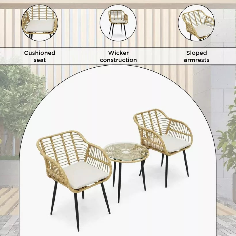 2-Seater Outdoor Patio Set with Cushions