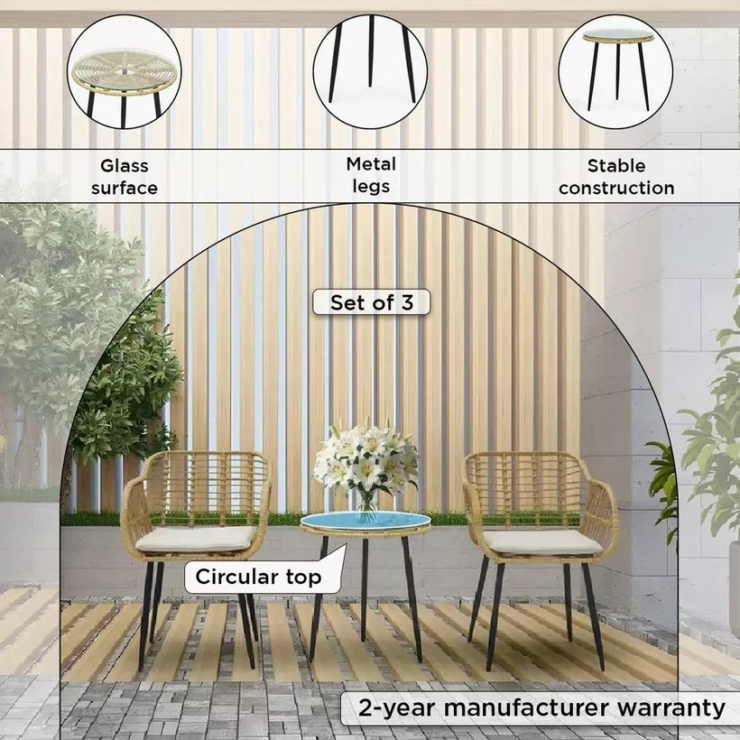 2-Seater Outdoor Patio Set with Cushions