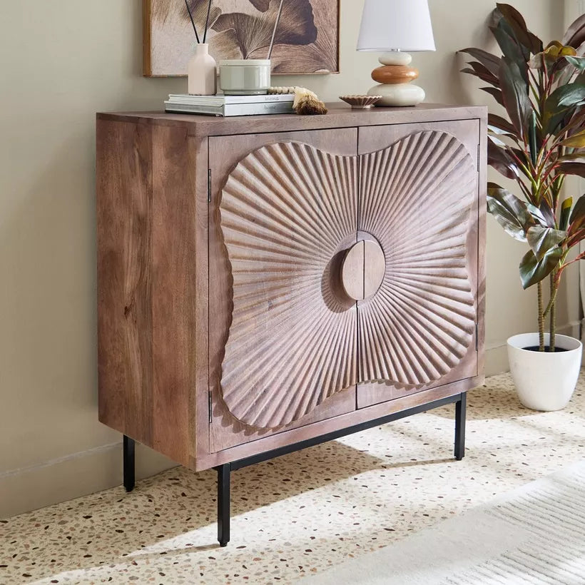 Carved 2-Door Solid Wood Buffet