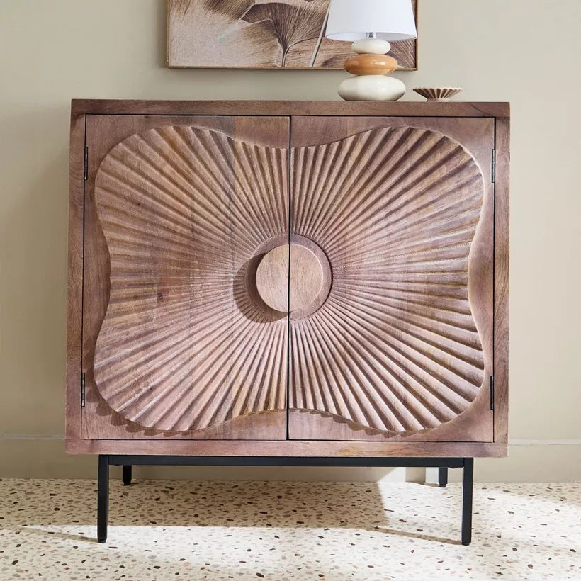 Carved 2-Door Solid Wood Buffet