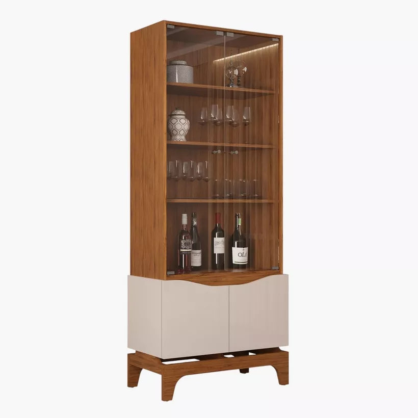 4-Door Glass Curio Cabinet With Shelf Storage Inside