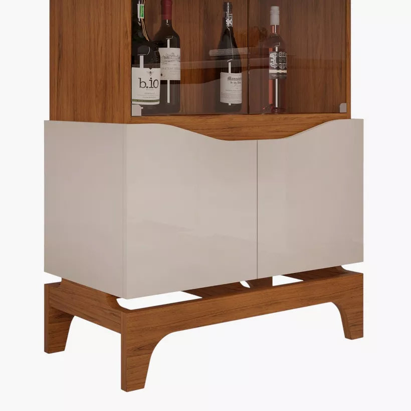 4-Door Glass Curio Cabinet With Shelf Storage Inside