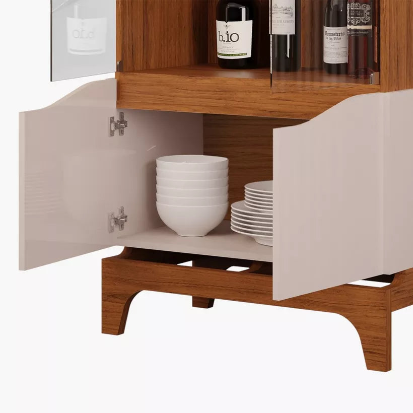 4-Door Glass Curio Cabinet With Shelf Storage Inside