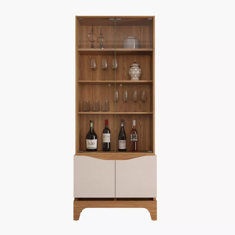 4-Door Glass Curio Cabinet With Shelf Storage Inside
