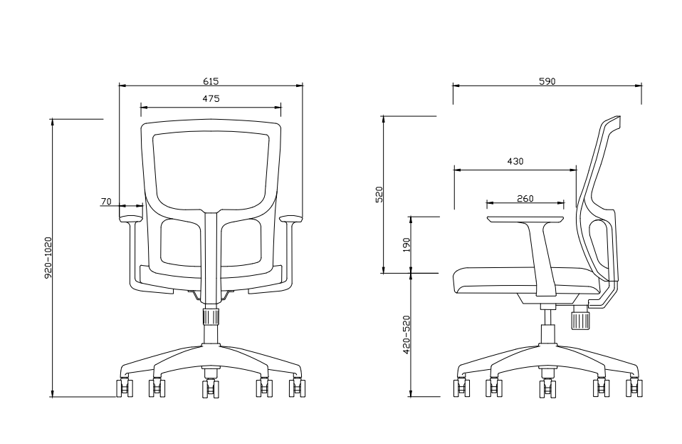 Medium Back Swivel Office Chair – Ergonomic Mesh Chair with Lumbar Support
