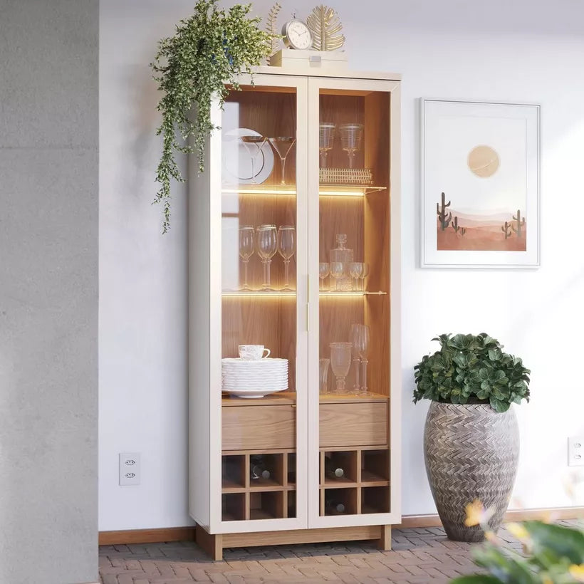 2-Door Curio Cabinet with LED Light