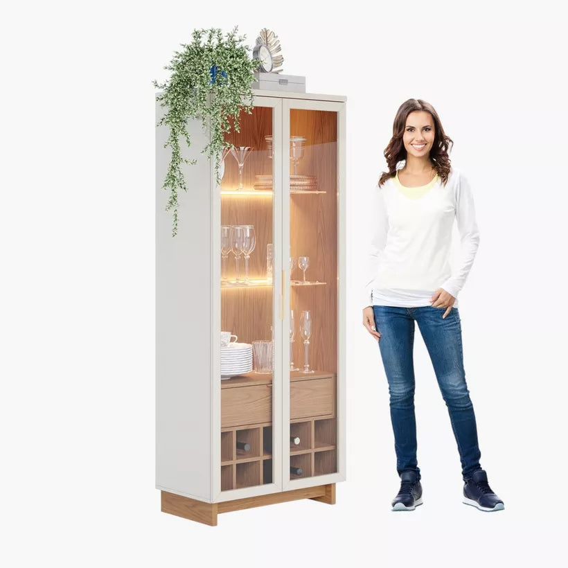 2-Door Curio Cabinet with LED Light