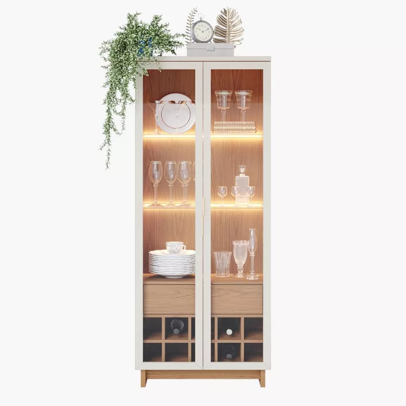 2-Door Curio Cabinet with LED Light