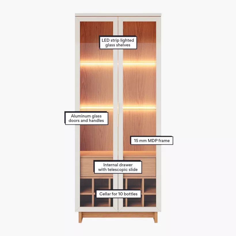 2-Door Curio Cabinet with LED Light