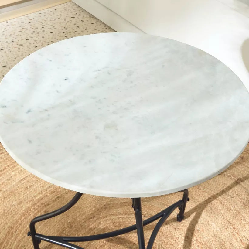 3-Piece Balcony Set, Marble Top & Stainless Steel Frame