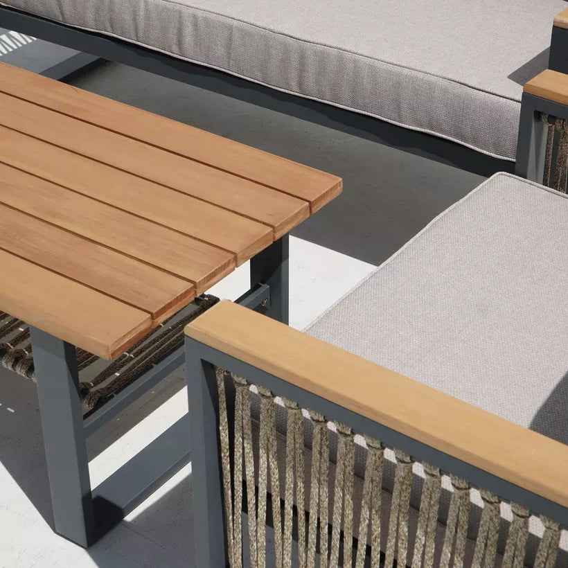 4-Piece Outdoor Aluminum Sofa Set with Coffee Table and Cushion