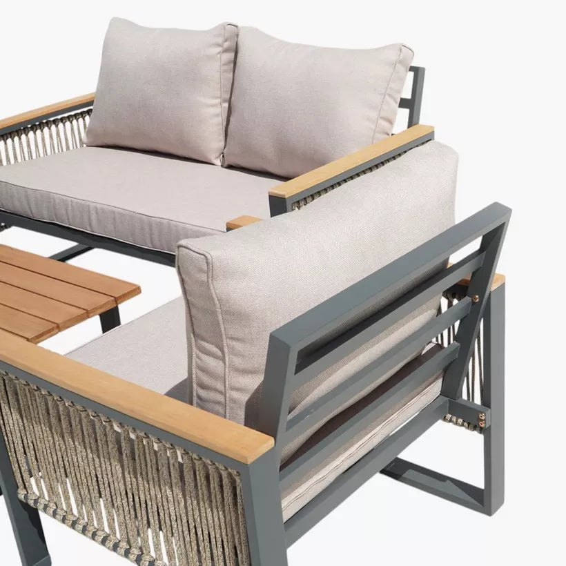 4-Piece Outdoor Aluminum Sofa Set with Coffee Table and Cushion