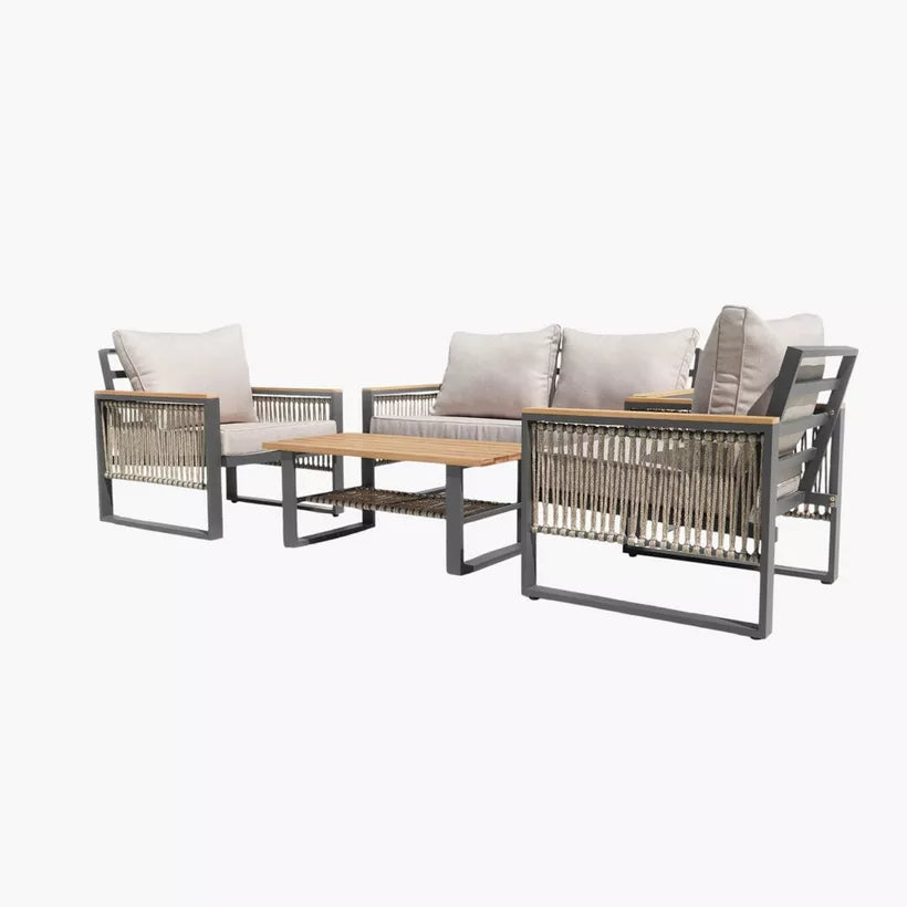 4-Piece Outdoor Aluminum Sofa Set with Coffee Table and Cushion