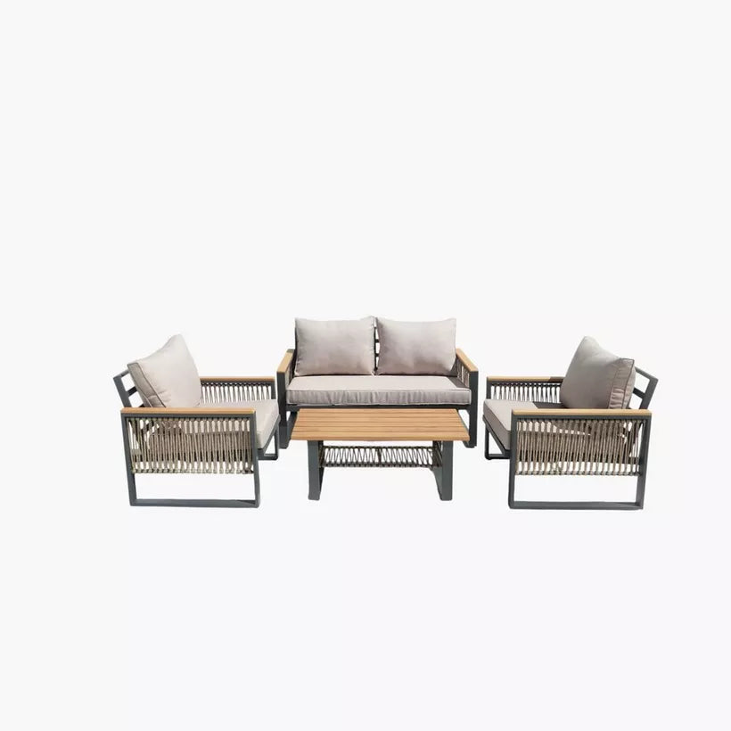 4-Piece Outdoor Aluminum Sofa Set with Coffee Table and Cushion