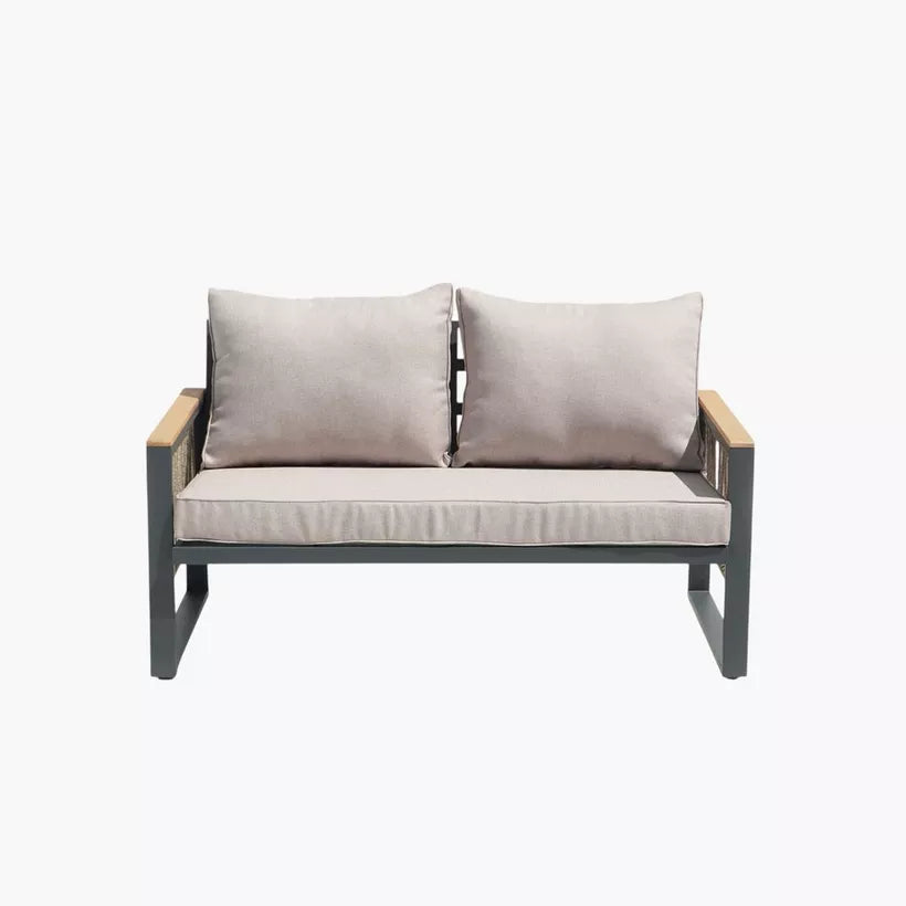 4-Piece Outdoor Aluminum Sofa Set with Coffee Table and Cushion
