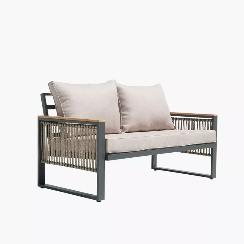 4-Piece Outdoor Aluminum Sofa Set with Coffee Table and Cushion