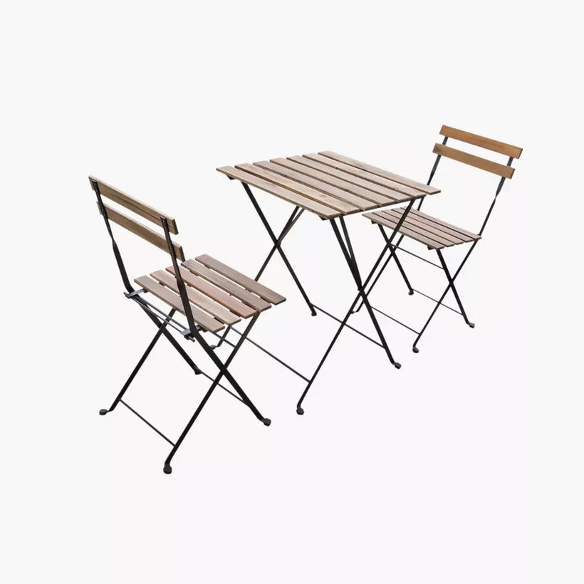 3-Piece Folding Balcony Set – Acacia Wood & Steel
