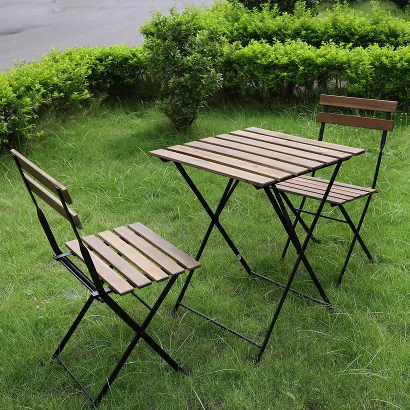 3-Piece Folding Balcony Set – Acacia Wood & Steel