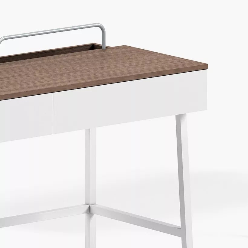 Modern Study Desk with 2 Drawers & Socket Tray – Melamine Finish