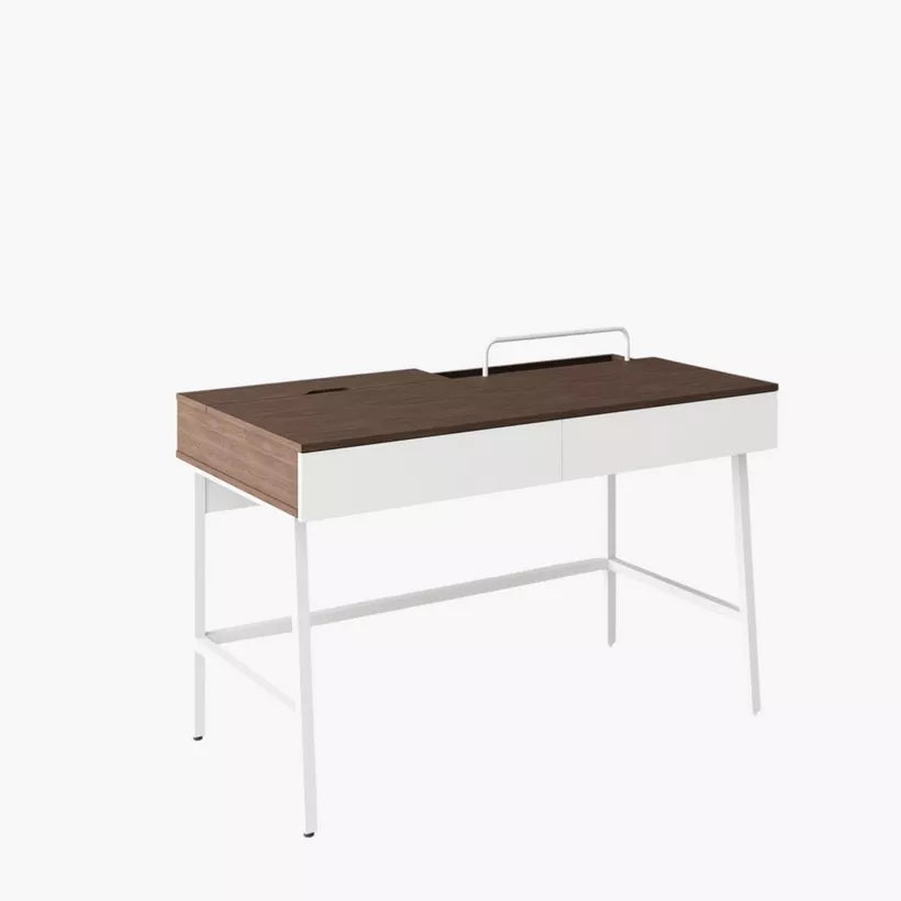 Modern Study Desk with 2 Drawers & Socket Tray – Melamine Finish