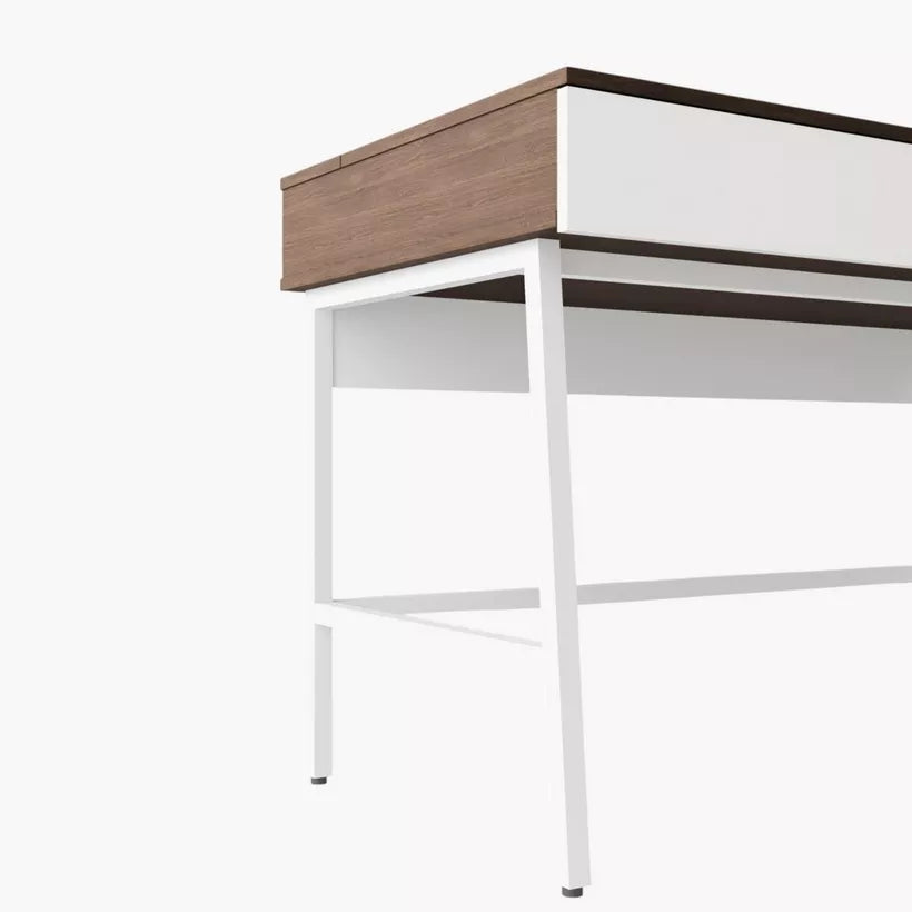 Modern Study Desk with 2 Drawers & Socket Tray – Melamine Finish