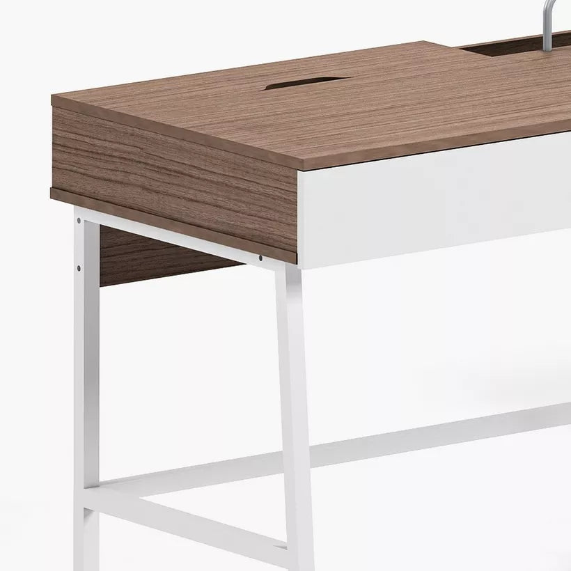 Modern Study Desk with 2 Drawers & Socket Tray – Melamine Finish