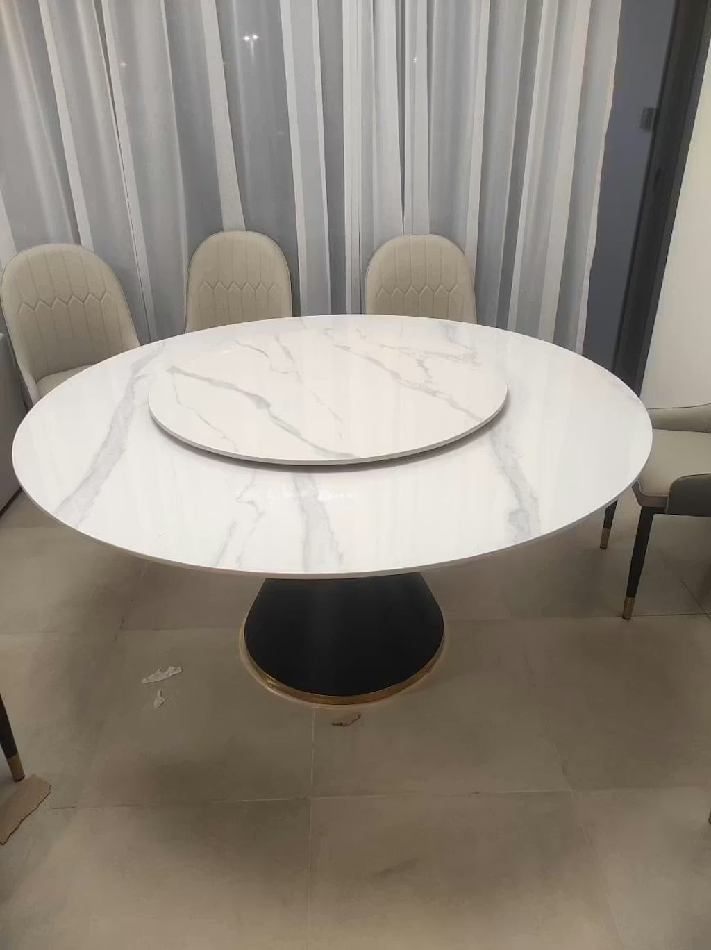 Luxury Round Modern Dining Table with Rotatable Top