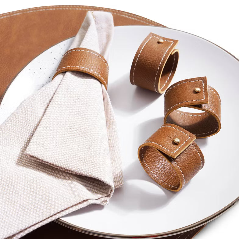 Faux Leather Table Runner 35.5x91.5 cm – Brown