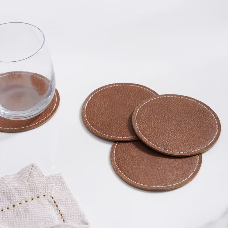 Faux Leather Table Runner 35.5x91.5 cm – Brown