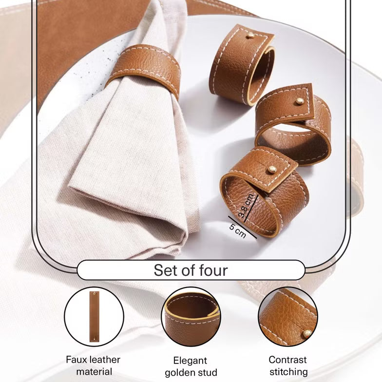 Faux Leather Table Runner 35.5x91.5 cm – Brown